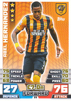 Abel Hernandez Hull City 2014/15 Topps Match Attax #25